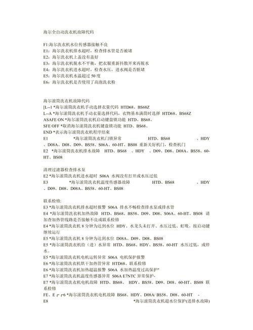 现代洗衣机故障码F1